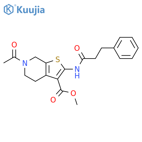methyl 6-acetyl-2-(3-phenylpropanamido)-4H,5H,6H,7H-thieno2,3-cpyridine-3-carboxylate structure