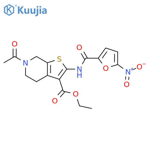 ethyl 6-acetyl-2-(5-nitrofuran-2-amido)-4H,5H,6H,7H-thieno2,3-cpyridine-3-carboxylate structure