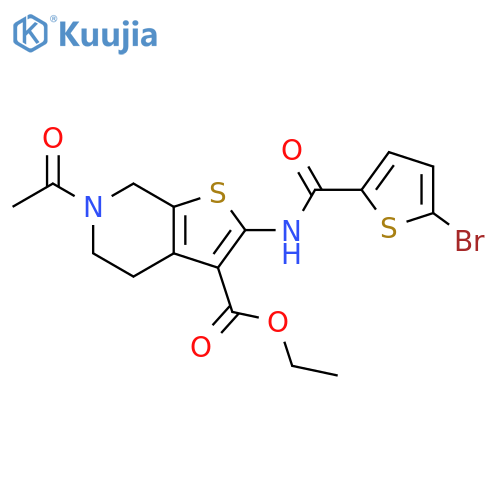 ethyl 6-acetyl-2-(5-bromothiophene-2-amido)-4H,5H,6H,7H-thieno2,3-cpyridine-3-carboxylate structure