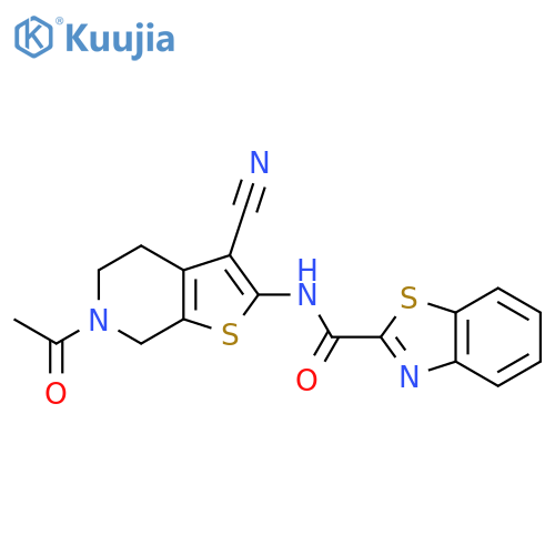N-{6-acetyl-3-cyano-4H,5H,6H,7H-thieno2,3-cpyridin-2-yl}-1,3-benzothiazole-2-carboxamide structure