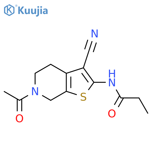 N-{6-acetyl-3-cyano-4H,5H,6H,7H-thieno2,3-cpyridin-2-yl}propanamide structure