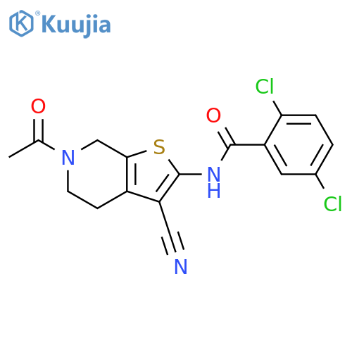 N-{6-acetyl-3-cyano-4H,5H,6H,7H-thieno2,3-cpyridin-2-yl}-2,5-dichlorobenzamide structure