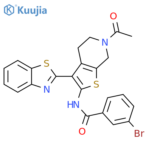 N-6-acetyl-3-(1,3-benzothiazol-2-yl)-4H,5H,6H,7H-thieno2,3-cpyridin-2-yl-3-bromobenzamide structure