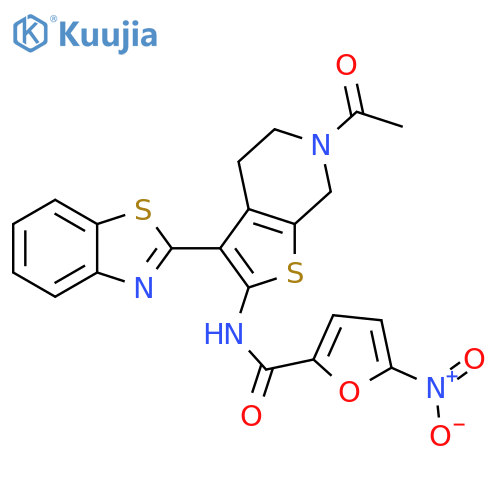 N-6-acetyl-3-(1,3-benzothiazol-2-yl)-4H,5H,6H,7H-thieno2,3-cpyridin-2-yl-5-nitrofuran-2-carboxamide structure