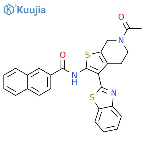 N-6-acetyl-3-(1,3-benzothiazol-2-yl)-4H,5H,6H,7H-thieno2,3-cpyridin-2-ylnaphthalene-2-carboxamide structure