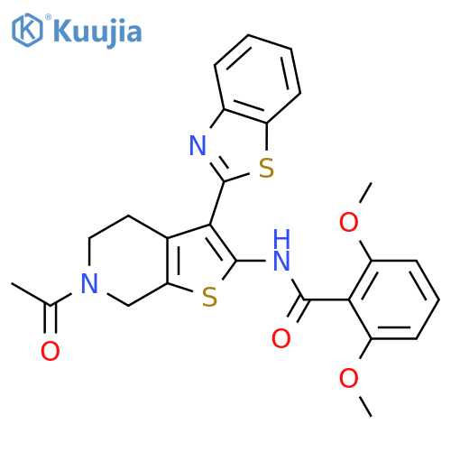 N-6-acetyl-3-(1,3-benzothiazol-2-yl)-4H,5H,6H,7H-thieno2,3-cpyridin-2-yl-2,6-dimethoxybenzamide structure