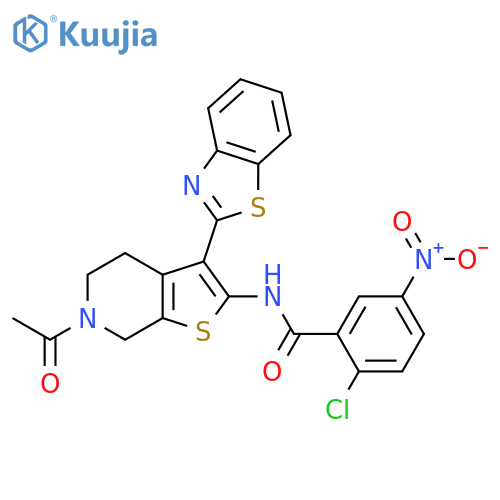 N-6-acetyl-3-(1,3-benzothiazol-2-yl)-4H,5H,6H,7H-thieno2,3-cpyridin-2-yl-2-chloro-5-nitrobenzamide structure