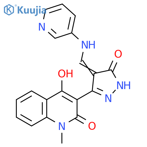 2(1H)-Quinolinone,3-[4,5-dihydro-5-oxo-4-[(3-pyridinylamino)methylene]-1H-pyrazol-3-yl]-4-hydroxy-1-methyl- structure