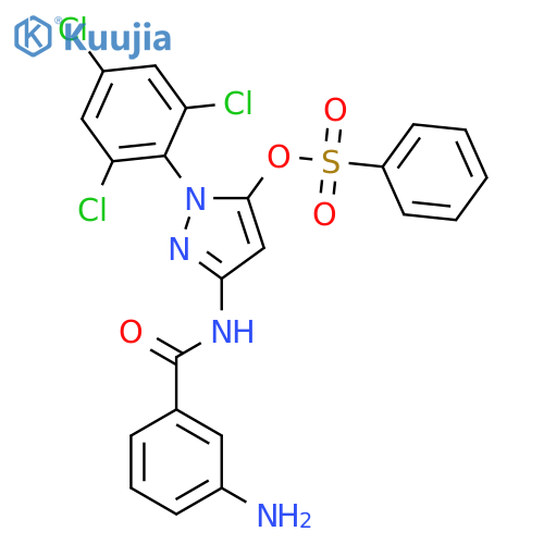 5-Phenylsulfonyloxy-3-(m-aminobenzoylamino)-1-(2,4,6-trichlorophenyl)-1H-pyrazole structure