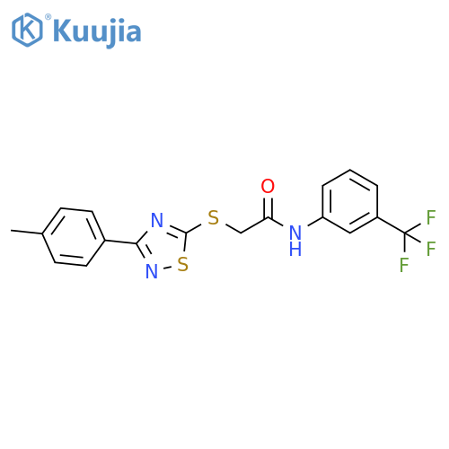 2-{3-(4-methylphenyl)-1,2,4-thiadiazol-5-ylsulfanyl}-N-3-(trifluoromethyl)phenylacetamide structure