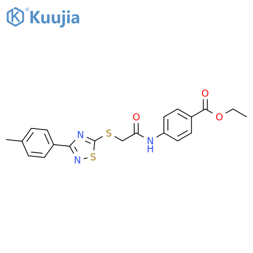 ethyl 4-(2-{3-(4-methylphenyl)-1,2,4-thiadiazol-5-ylsulfanyl}acetamido)benzoate structure