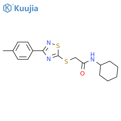 N-cyclohexyl-2-{3-(4-methylphenyl)-1,2,4-thiadiazol-5-ylsulfanyl}acetamide structure