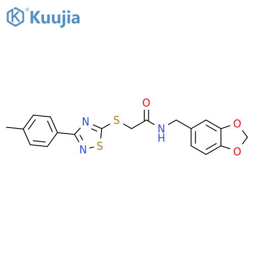 N-(2H-1,3-benzodioxol-5-yl)methyl-2-{3-(4-methylphenyl)-1,2,4-thiadiazol-5-ylsulfanyl}acetamide structure