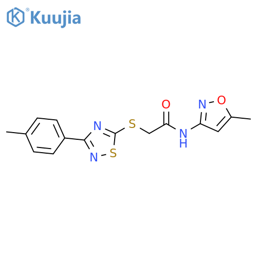 N-(5-methyl-1,2-oxazol-3-yl)-2-{3-(4-methylphenyl)-1,2,4-thiadiazol-5-ylsulfanyl}acetamide structure