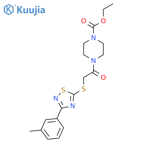 ethyl 4-(2-{3-(3-methylphenyl)-1,2,4-thiadiazol-5-ylsulfanyl}acetyl)piperazine-1-carboxylate structure