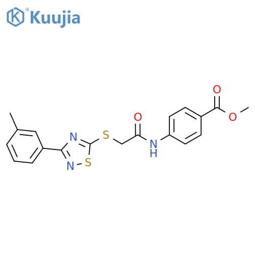 methyl 4-(2-{3-(3-methylphenyl)-1,2,4-thiadiazol-5-ylsulfanyl}acetamido)benzoate structure