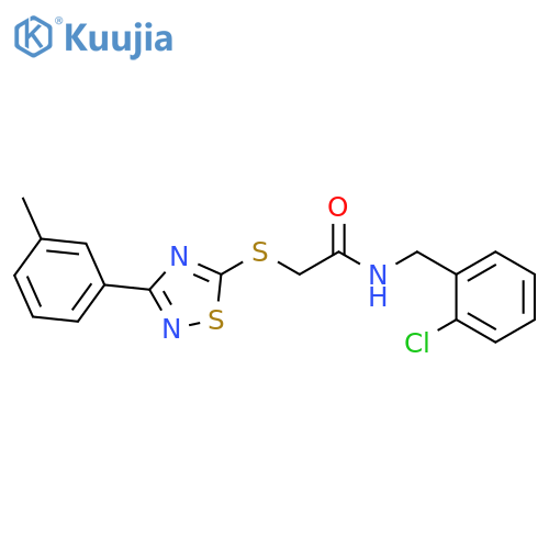 N-(2-chlorophenyl)methyl-2-{3-(3-methylphenyl)-1,2,4-thiadiazol-5-ylsulfanyl}acetamide structure