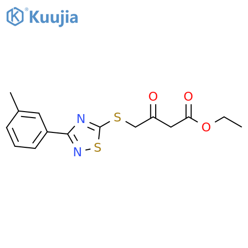 ethyl 4-{3-(3-methylphenyl)-1,2,4-thiadiazol-5-ylsulfanyl}-3-oxobutanoate structure