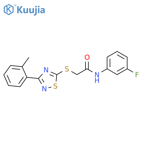N-(3-fluorophenyl)-2-{3-(2-methylphenyl)-1,2,4-thiadiazol-5-ylsulfanyl}acetamide structure