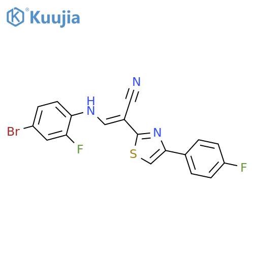 (2E)-3-(4-bromo-2-fluorophenyl)amino-2-4-(4-fluorophenyl)-1,3-thiazol-2-ylprop-2-enenitrile structure