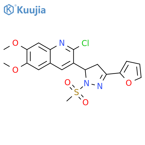 2-chloro-3-3-(furan-2-yl)-1-methanesulfonyl-4,5-dihydro-1H-pyrazol-5-yl-6,7-dimethoxyquinoline structure