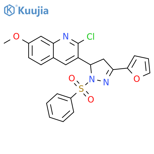 3-1-(benzenesulfonyl)-3-(furan-2-yl)-4,5-dihydro-1H-pyrazol-5-yl-2-chloro-7-methoxyquinoline structure