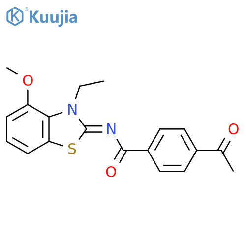 4-acetyl-N-(2E)-3-ethyl-4-methoxy-2,3-dihydro-1,3-benzothiazol-2-ylidenebenzamide structure