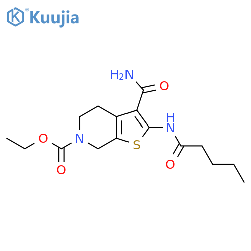 ethyl 3-carbamoyl-2-pentanamido-4H,5H,6H,7H-thieno2,3-cpyridine-6-carboxylate structure