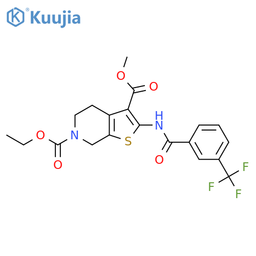 6-ethyl 3-methyl 2-3-(trifluoromethyl)benzamido-4H,5H,6H,7H-thieno2,3-cpyridine-3,6-dicarboxylate structure