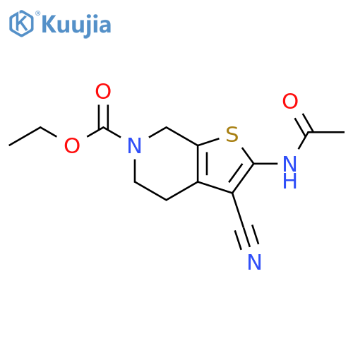 ethyl 3-cyano-2-acetamido-4H,5H,6H,7H-thieno2,3-cpyridine-6-carboxylate structure