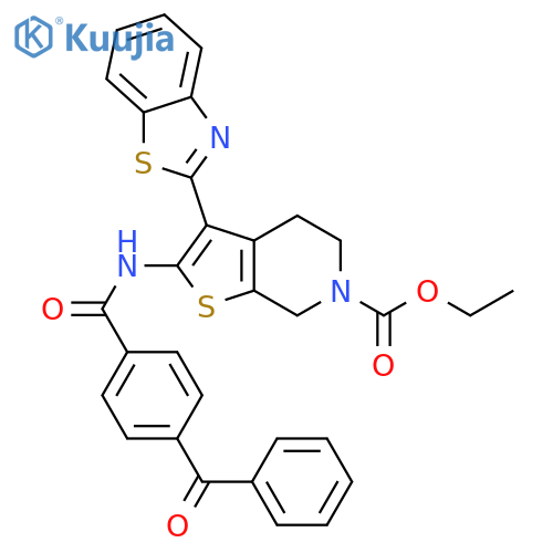 ethyl 2-(4-benzoylbenzamido)-3-(1,3-benzothiazol-2-yl)-4H,5H,6H,7H-thieno2,3-cpyridine-6-carboxylate structure