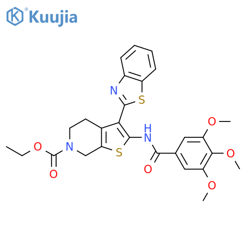 ethyl 3-(1,3-benzothiazol-2-yl)-2-(3,4,5-trimethoxybenzamido)-4H,5H,6H,7H-thieno2,3-cpyridine-6-carboxylate structure