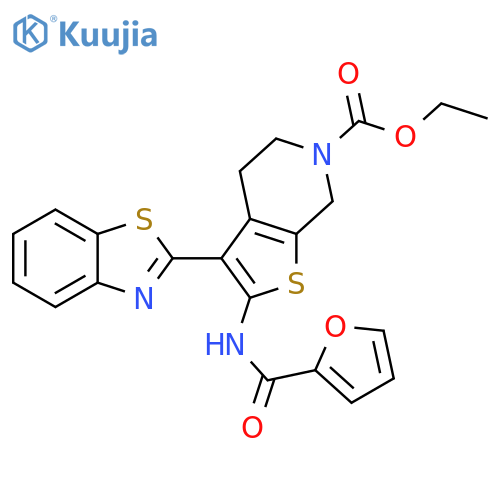 ethyl 3-(1,3-benzothiazol-2-yl)-2-(furan-2-amido)-4H,5H,6H,7H-thieno2,3-cpyridine-6-carboxylate structure
