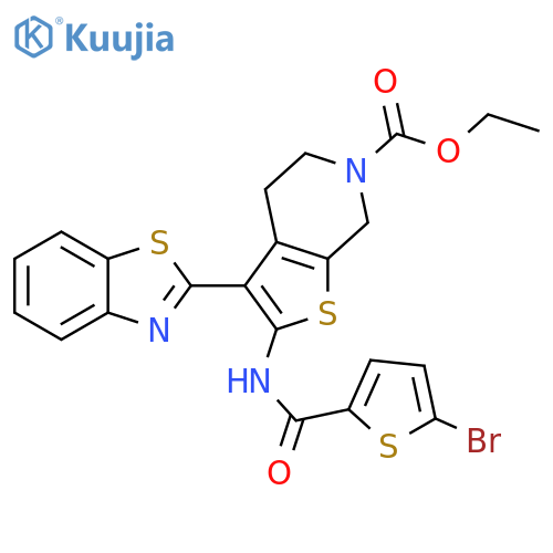 ethyl 3-(1,3-benzothiazol-2-yl)-2-(5-bromothiophene-2-amido)-4H,5H,6H,7H-thieno2,3-cpyridine-6-carboxylate structure