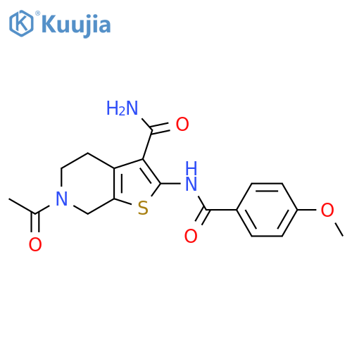 6-acetyl-2-(4-methoxybenzamido)-4H,5H,6H,7H-thieno2,3-cpyridine-3-carboxamide structure