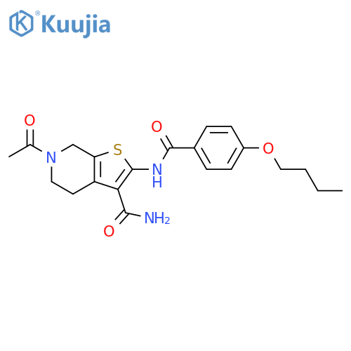6-acetyl-2-(4-butoxybenzamido)-4H,5H,6H,7H-thieno2,3-cpyridine-3-carboxamide structure