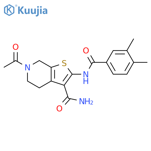 6-acetyl-2-(3,4-dimethylbenzamido)-4H,5H,6H,7H-thieno2,3-cpyridine-3-carboxamide structure