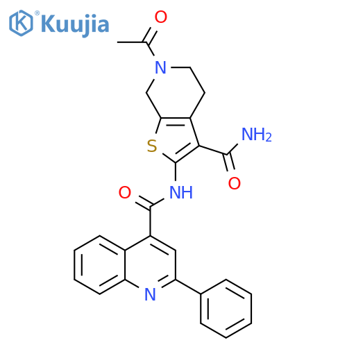 N-{6-acetyl-3-carbamoyl-4H,5H,6H,7H-thieno2,3-cpyridin-2-yl}-2-phenylquinoline-4-carboxamide structure