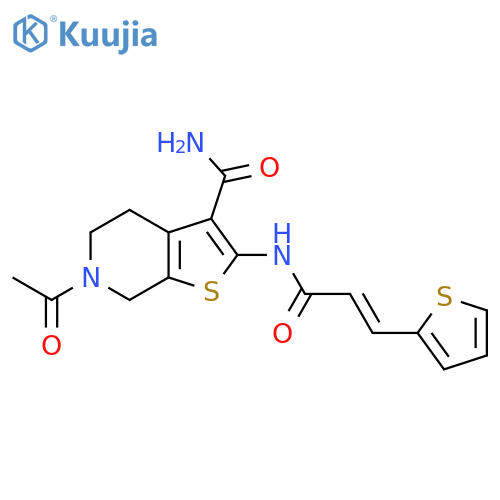 6-acetyl-2-(2E)-3-(thiophen-2-yl)prop-2-enamido-4H,5H,6H,7H-thieno2,3-cpyridine-3-carboxamide structure