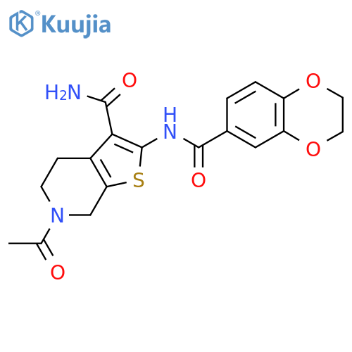 6-acetyl-2-(2,3-dihydro-1,4-benzodioxine-6-amido)-4H,5H,6H,7H-thieno2,3-cpyridine-3-carboxamide structure