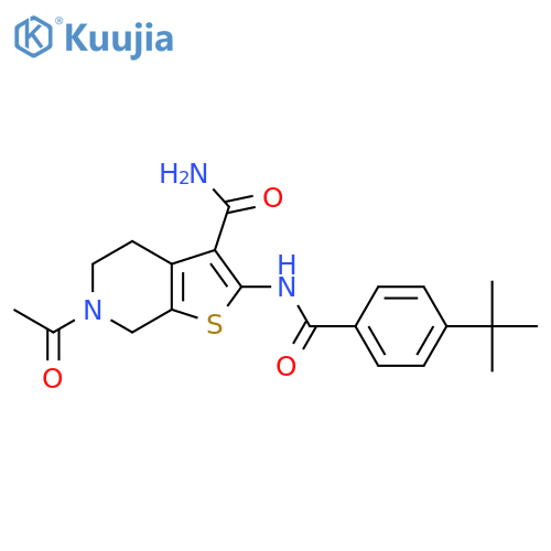 6-acetyl-2-(4-tert-butylbenzamido)-4H,5H,6H,7H-thieno2,3-cpyridine-3-carboxamide structure