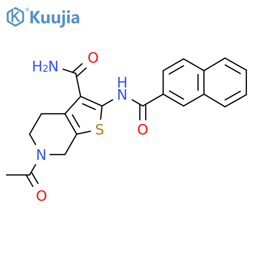 6-acetyl-2-(naphthalene-2-amido)-4H,5H,6H,7H-thieno2,3-cpyridine-3-carboxamide structure