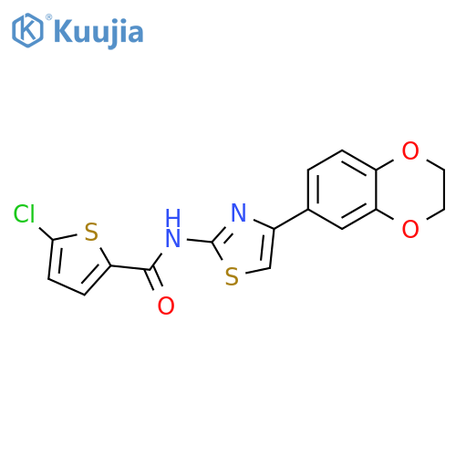 5-chloro-N-4-(2,3-dihydro-1,4-benzodioxin-6-yl)-1,3-thiazol-2-ylthiophene-2-carboxamide structure