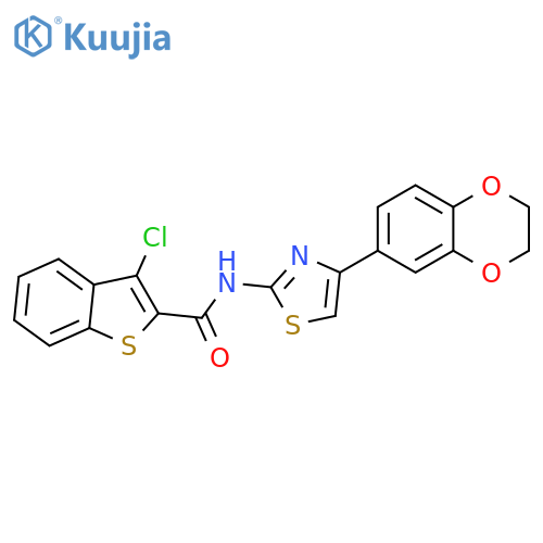 3-chloro-N-4-(2,3-dihydro-1,4-benzodioxin-6-yl)-1,3-thiazol-2-yl-1-benzothiophene-2-carboxamide structure