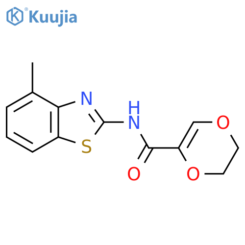 N-(4-methyl-1,3-benzothiazol-2-yl)-5,6-dihydro-1,4-dioxine-2-carboxamide structure