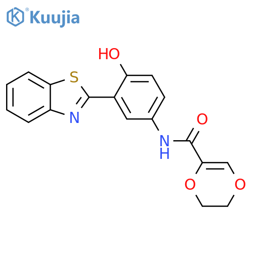 N-3-(1,3-benzothiazol-2-yl)-4-hydroxyphenyl-5,6-dihydro-1,4-dioxine-2-carboxamide structure