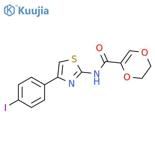 N-4-(4-iodophenyl)-1,3-thiazol-2-yl-5,6-dihydro-1,4-dioxine-2-carboxamide structure