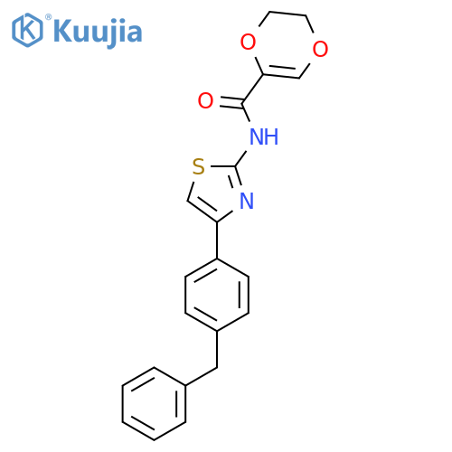 N-4-(4-benzylphenyl)-1,3-thiazol-2-yl-5,6-dihydro-1,4-dioxine-2-carboxamide structure