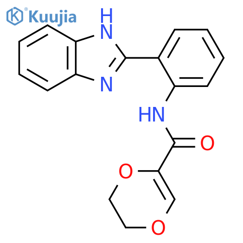 N-2-(1H-1,3-benzodiazol-2-yl)phenyl-5,6-dihydro-1,4-dioxine-2-carboxamide structure