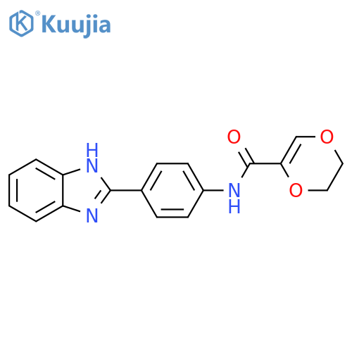 N-4-(1H-1,3-benzodiazol-2-yl)phenyl-5,6-dihydro-1,4-dioxine-2-carboxamide structure